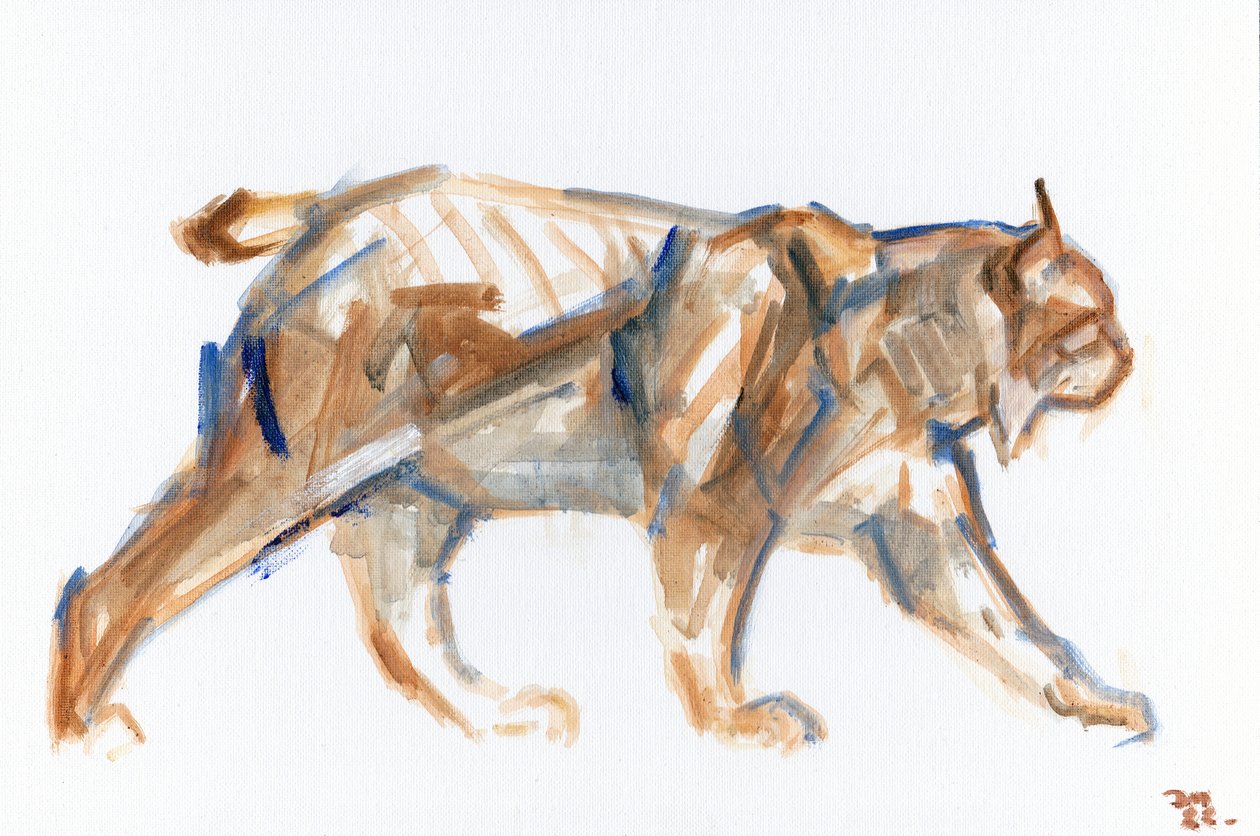 Lynx，2022（布面油画铺设面板） 作者 大卫·迈耶