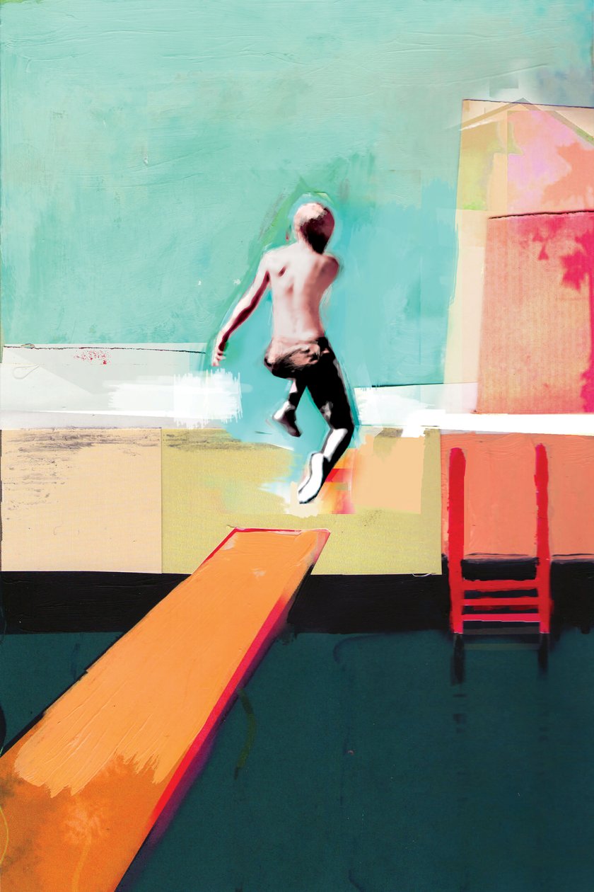 泳池日，2011年，纸上拼贴画 作者 大卫·麦康诺奇