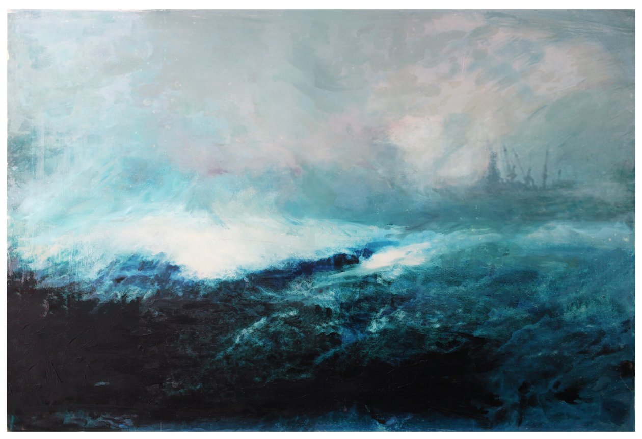 海景；2015年 木板上的混合媒体 作者 大卫·麦康诺奇