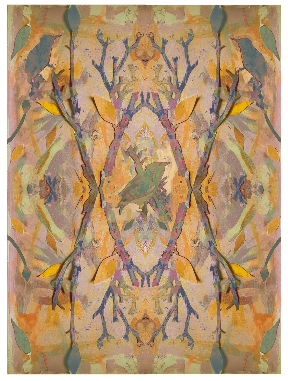 Starlings, 2016, 纸上拼贴画 作者 大卫·麦康诺奇