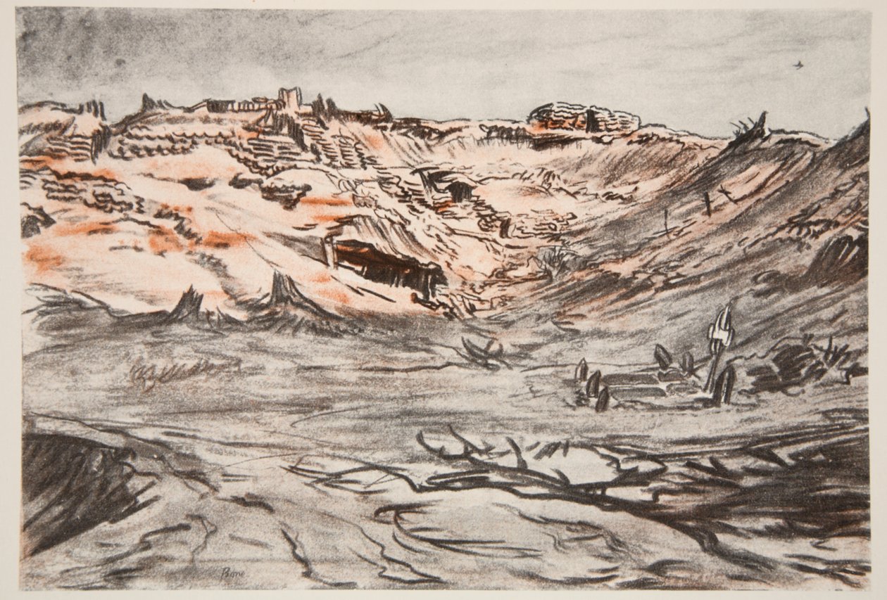 A Quarry new Mouquet Farm，插图来自乡村生活有限公司出版的《西部前线》。 作者 大卫·缪尔黑德骨头