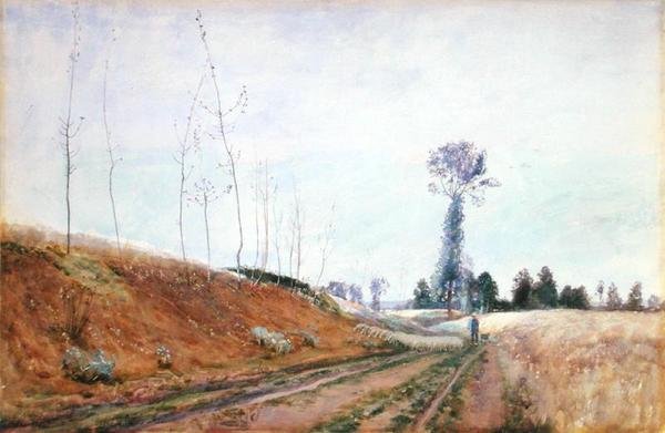 皮卡迪的路边牧场，约1887年（纸上水粉画） 作者 大卫·默里