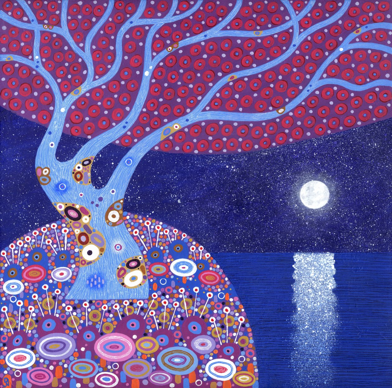 午夜之月，2016（丙烯酸画布） 作者 大卫·牛顿