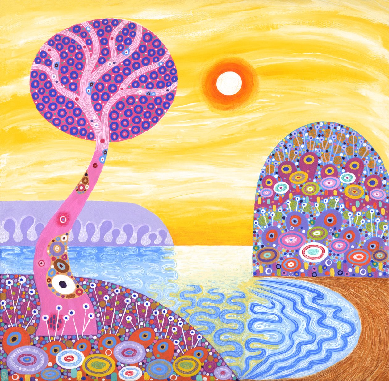 日落湾，2016（丙烯酸画布） 作者 大卫·牛顿