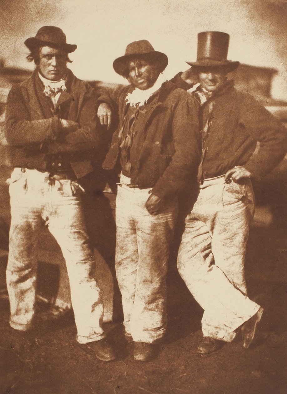 亚历山大-卢瑟福、威廉-拉姆塞和约翰-利斯顿，纽黑文，184347，约1916年印刷。创作者：David Octavius Hill, Robert Adamson, Hill & Adamson. 作者 希尔和亚当森