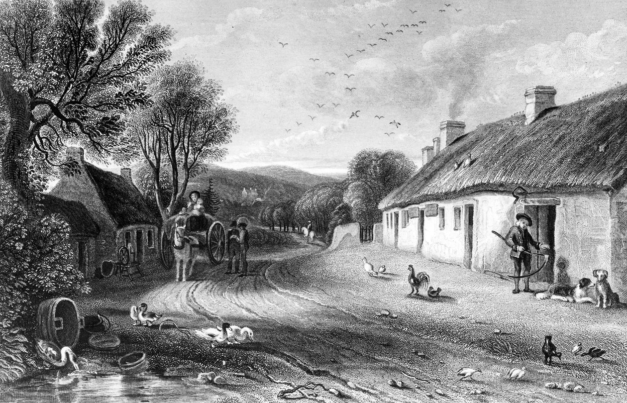 Burn&39;s Cottage，1840年出版的约翰威尔逊的“伯恩斯之地”的插图 作者 大卫·奥克塔维斯·希尔