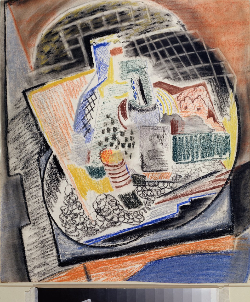 Nature morte cubiste (Cubist Still Life) - Oeuvre de David Petrovich Sterenberg (1881-1948)，纸上粉笔画 作者 大卫·彼得罗维奇·施特伦伯格