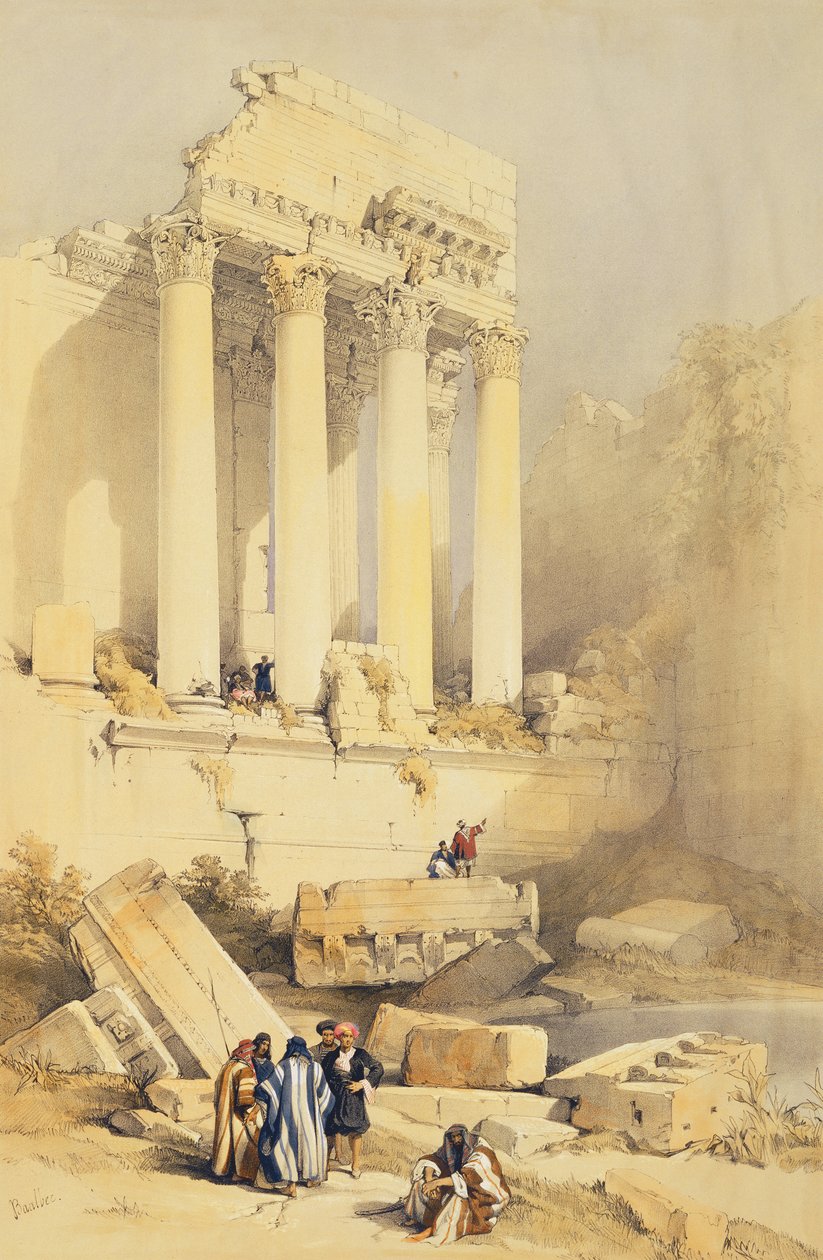 Baalbec，来自&39;The Holy Land&39;第二卷的第79页，由Louis Haghe（1806-85）酒吧刻。 1843 作者 大卫·罗伯茨