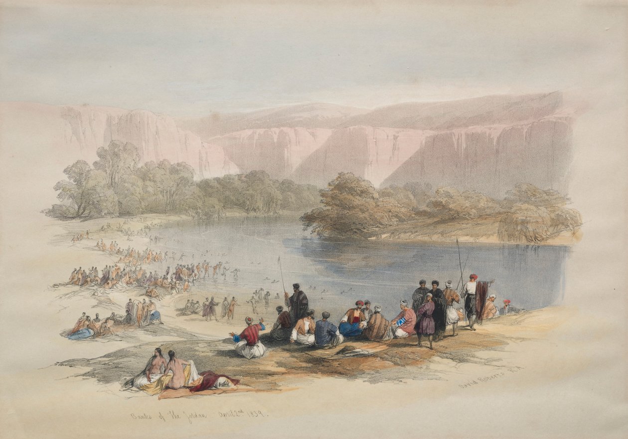 约旦河岸，1839年。 作者 大卫·罗伯茨