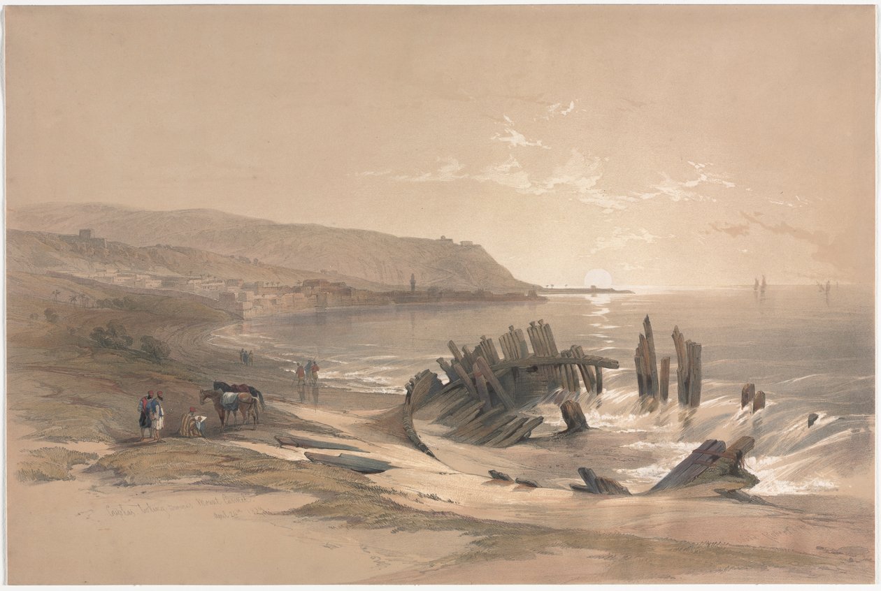 凯法斯山（Cariaphas）望向卡梅尔山（Mount Carmel），1839年。 作者 大卫·罗伯茨