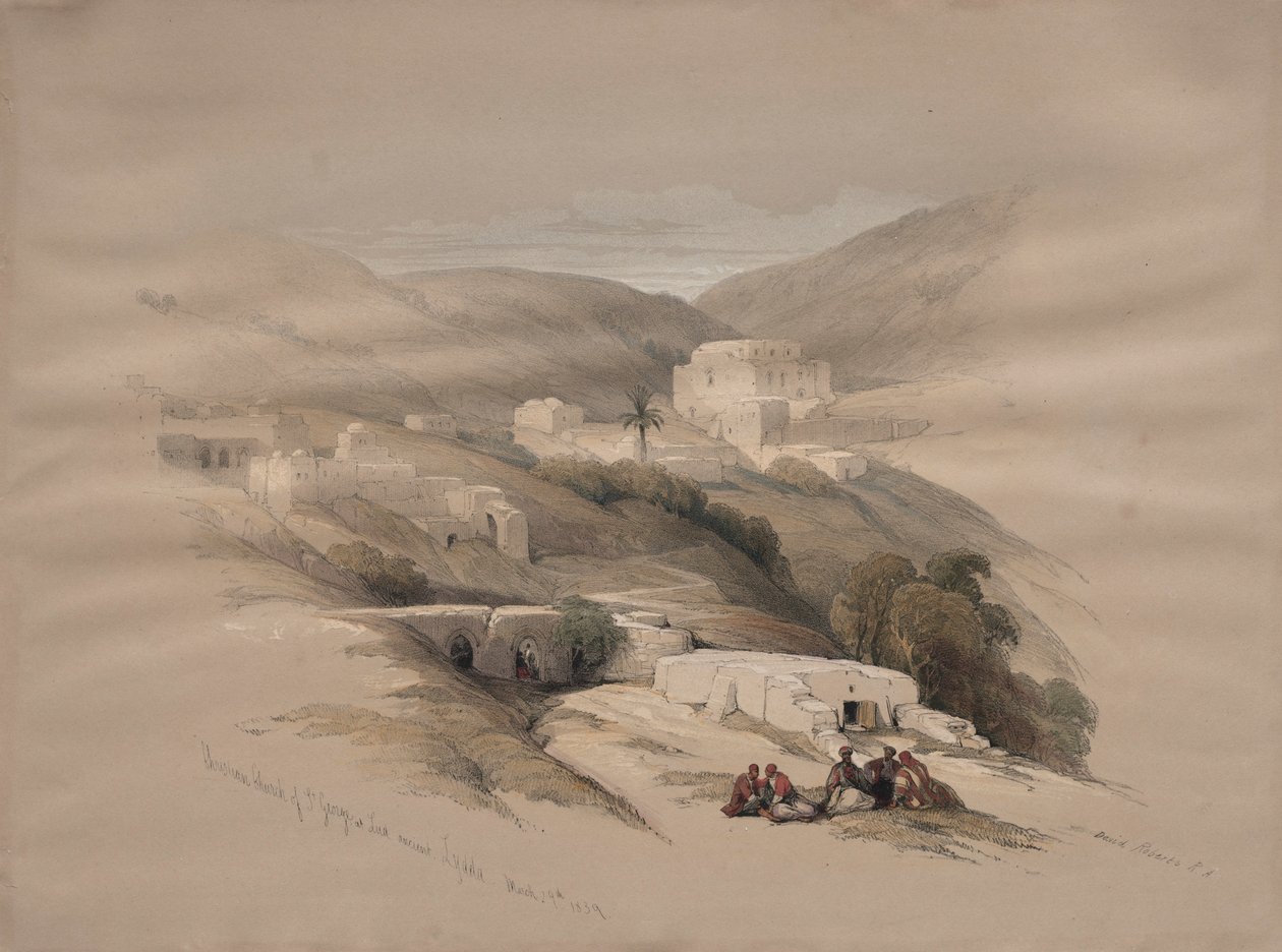 圣乔治基督教教堂路德（Ludd），古Lydda，1839年。 作者 大卫·罗伯茨