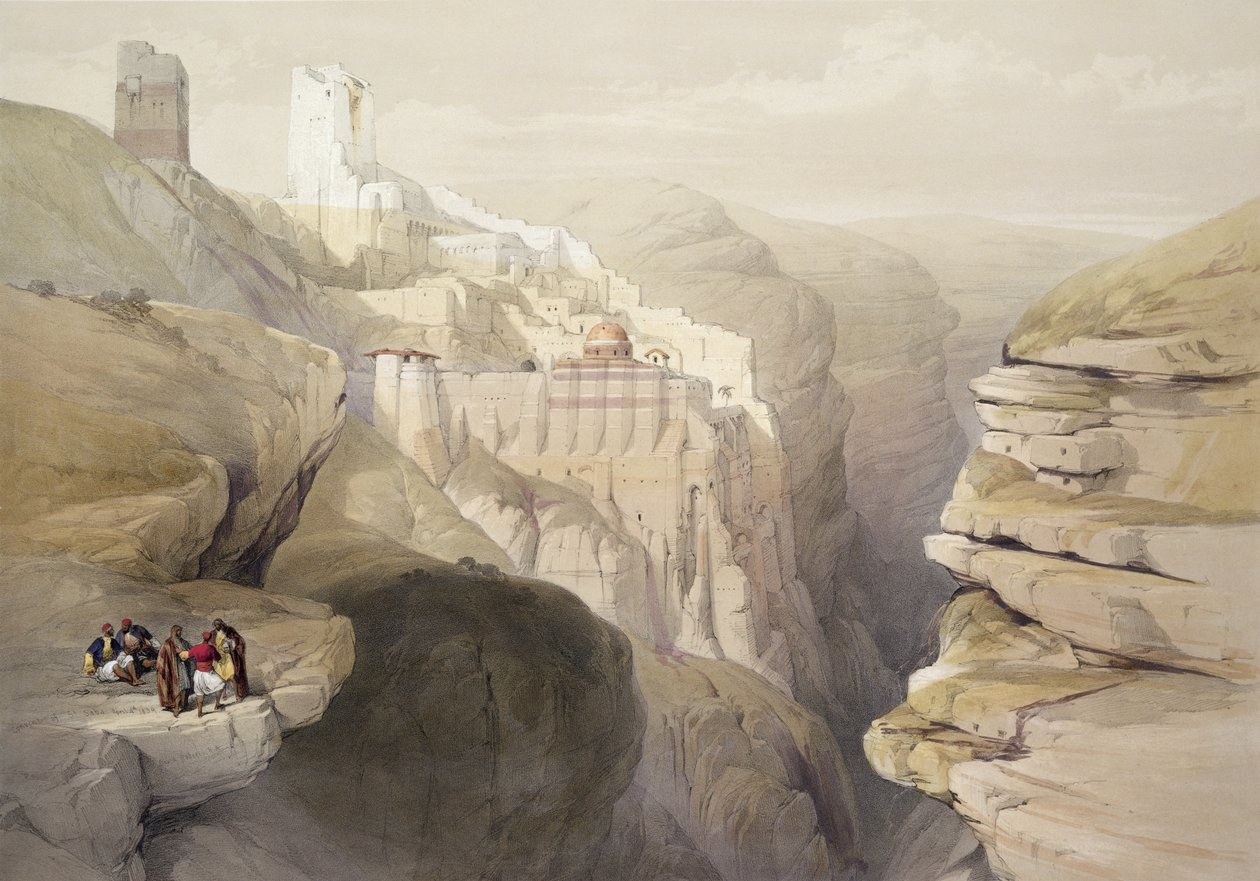 1839年4月4日，圣萨巴修道院，“圣地”第二卷第51页，由Louis Haghe（1806-85）酒吧刻。 1843 作者 大卫·罗伯茨