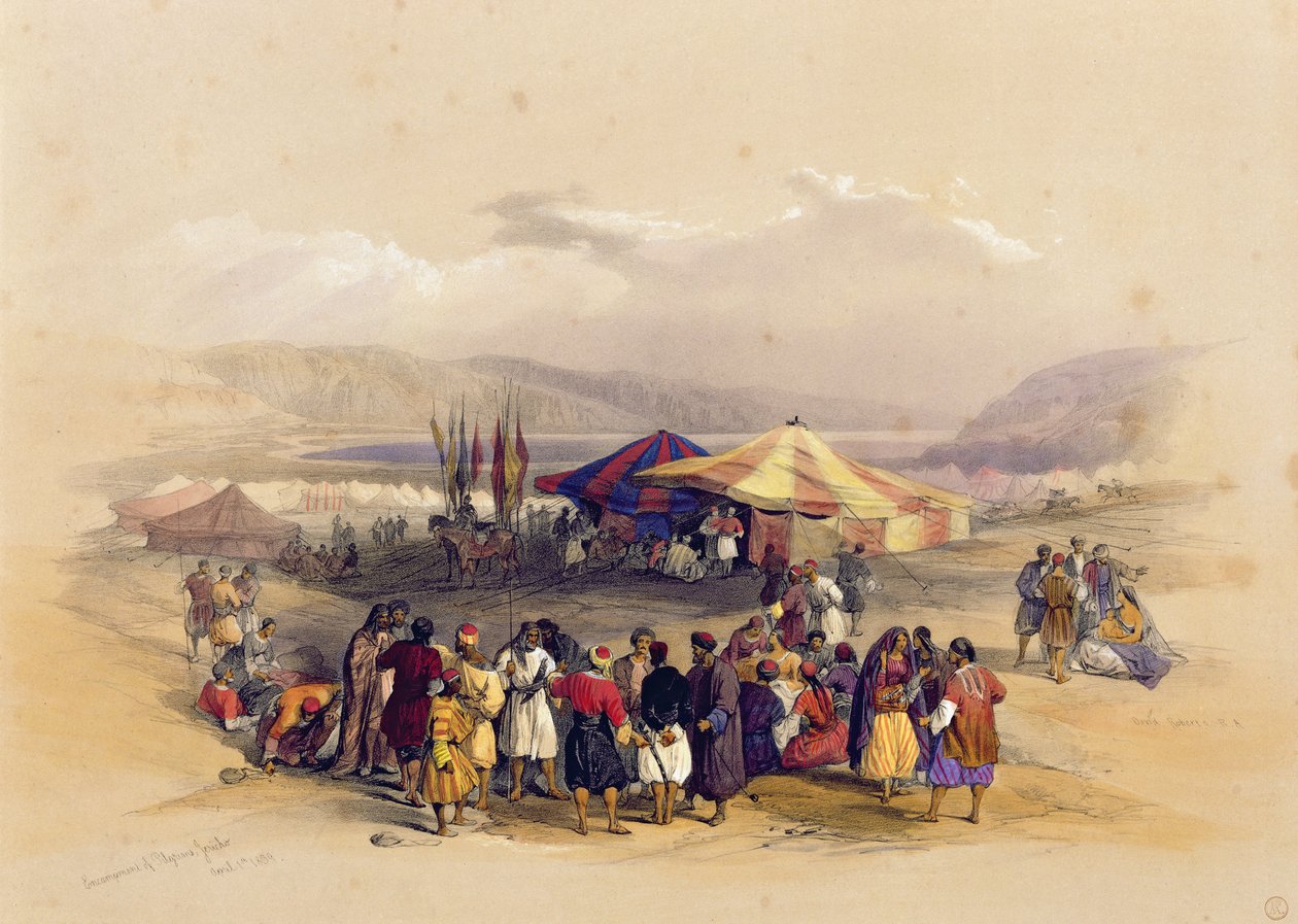 1839年4月1日在耶路撒冷的朝圣者营地，从“圣地”第二卷开始;由Louis Haghe（1806-85）于1842年在伦敦出版 作者 大卫·罗伯茨