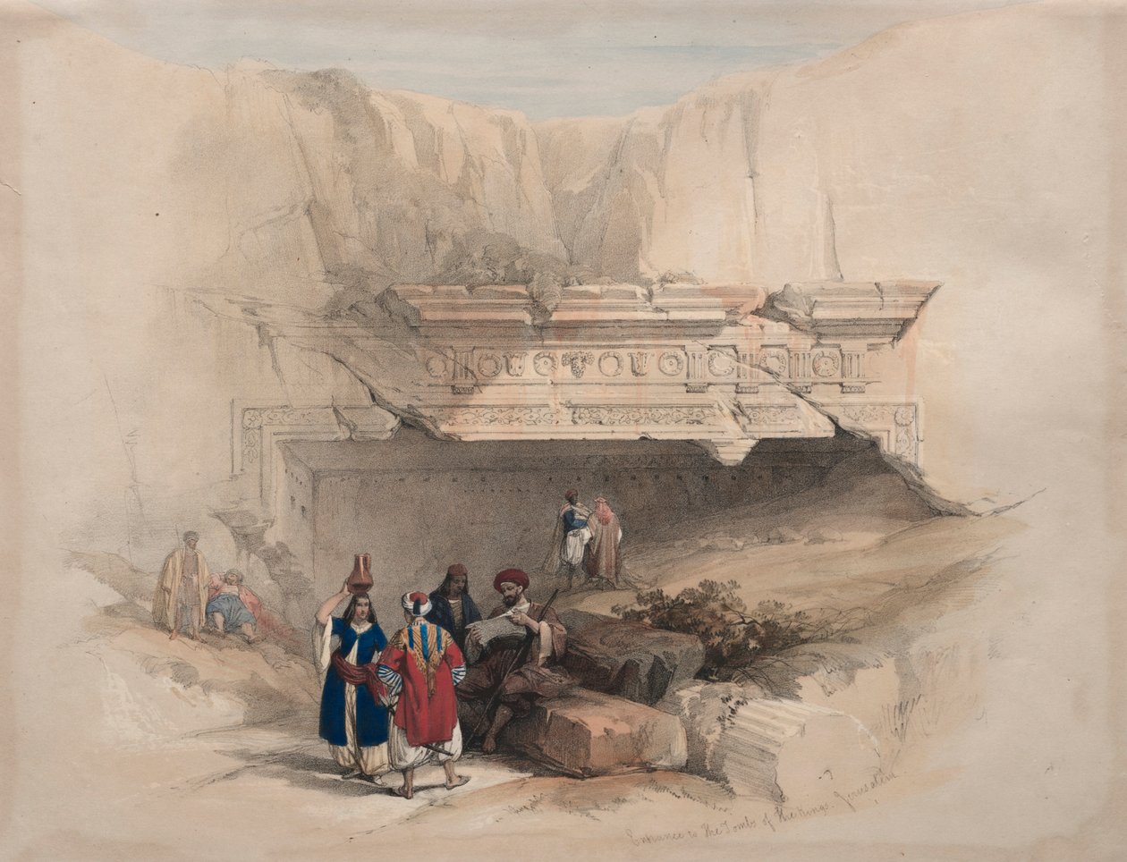 耶路撒冷国王陵墓入口，1839年。 作者 大卫·罗伯茨