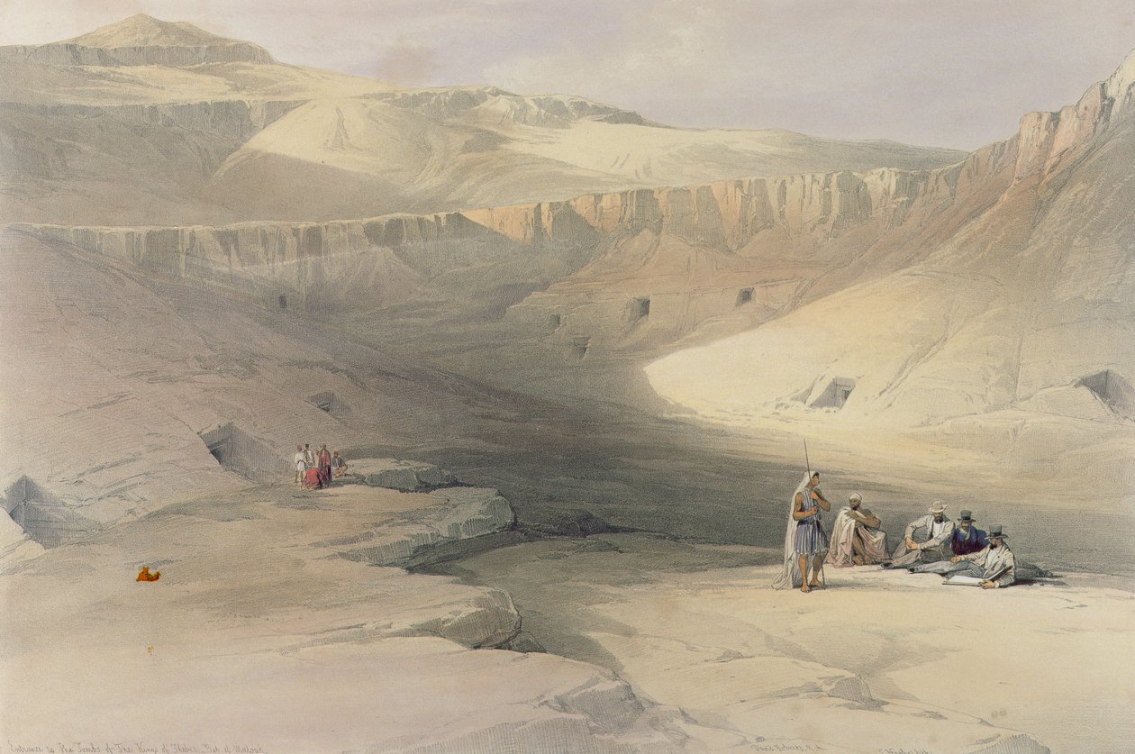 来自&39;埃及和努比亚&39;的国王谷入口，由Louis Haghe刻（1806-85） 作者 大卫·罗伯茨