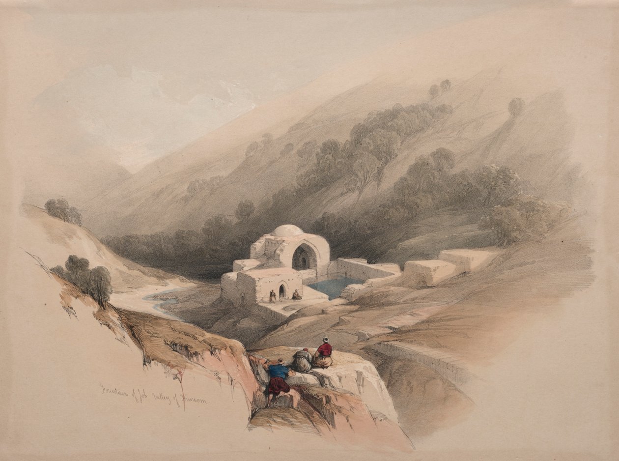 工作的喷泉，欣农谷，1839年。 作者 大卫·罗伯茨