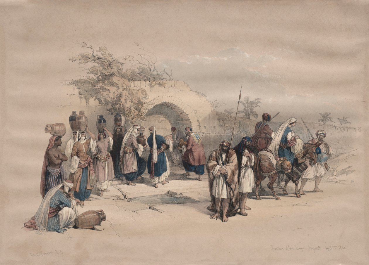 拿撒勒圣母玛利亚的喷泉，1839年。 作者 大卫·罗伯茨
