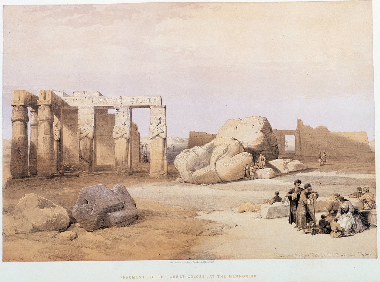 1849 年伦敦“圣地”的 Memnonium 中的巨像碎片 作者 大卫·罗伯茨