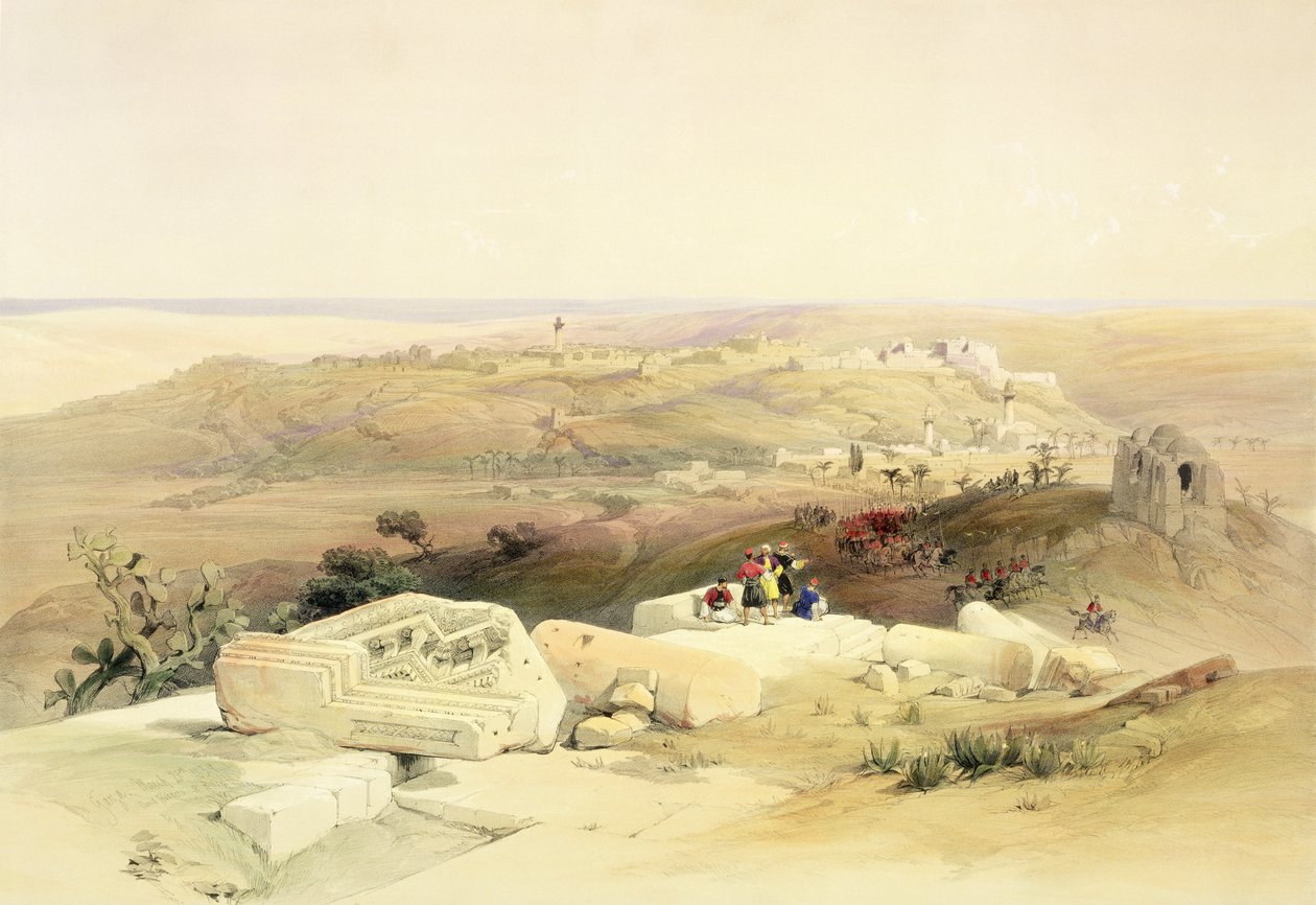 加沙，1839年3月21日，来自“圣地”第二卷的第59页，由Louis Haghe（1806-85）酒吧刻。 1843 作者 大卫·罗伯茨