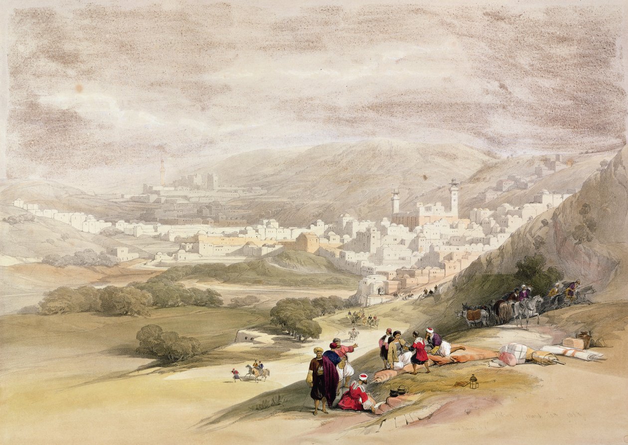 希伯伦，1839年3月18日，来自“圣地”第二卷;由Louis Haghe（1806-85）在伦敦出版，1842年在伦敦出版，1842年出版 作者 大卫·罗伯茨