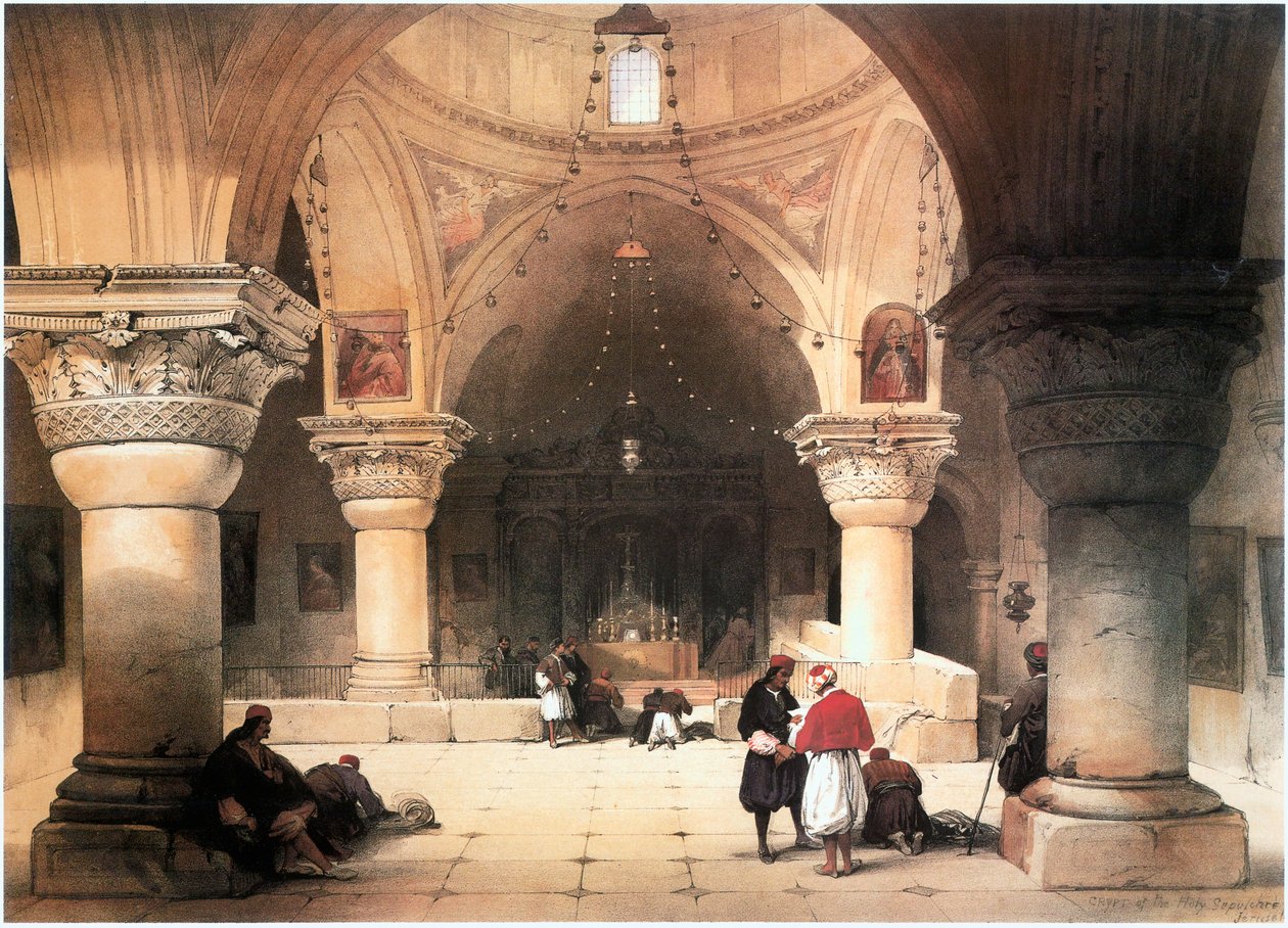 在圣地耶路撒冷，圣墓教堂，地下室（雕刻） 作者 大卫·罗伯茨