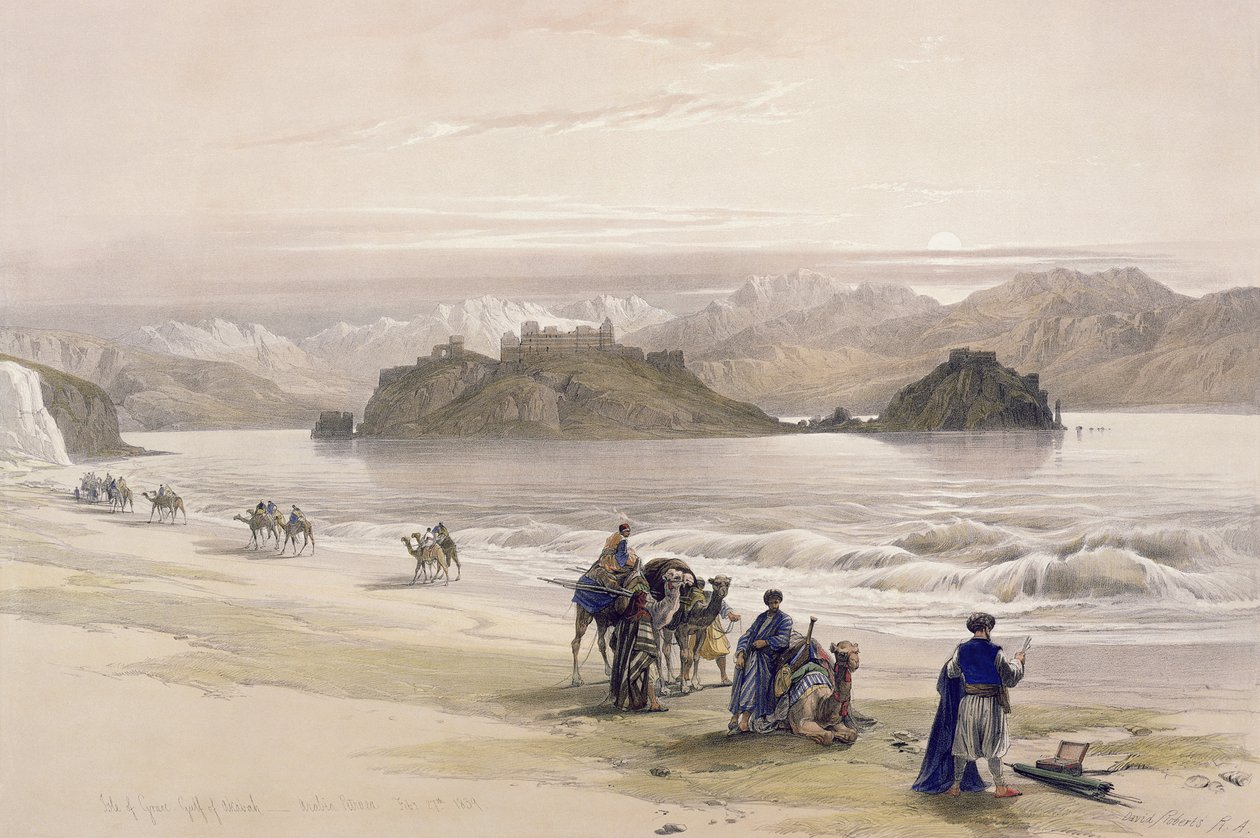 1839年2月27日，阿拉伯海湾，阿拉伯海湾，Petraea，1831年，在“圣地”第三卷的第108号板块上，由Louis Haghe（1806-85）酒吧刻。 1849年 作者 大卫·罗伯茨