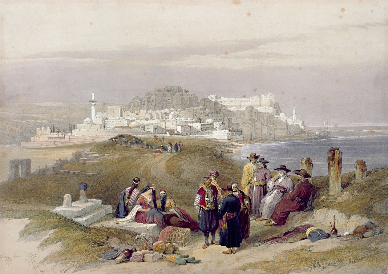 Jaffa，古代Joppa，1839年4月16日，来自“圣地”第二卷的第61页，由Louis Haghe（1806-85）酒吧刻。 1843 作者 大卫·罗伯茨