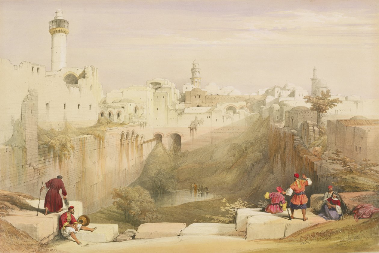 耶路撒冷，1839年4月12日，来自“圣地”第一卷的第12页，由Louis Haghe（1806-85）酒吧刻。 1842 作者 大卫·罗伯茨