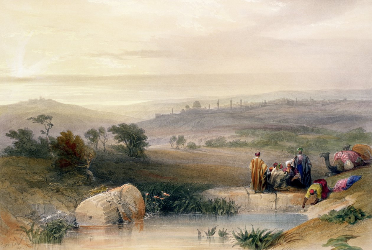 耶路撒冷，1839年4月，在“圣地”第一卷的第22页，由Louis Haghe（1806-85）酒吧刻。 1842 作者 大卫·罗伯茨