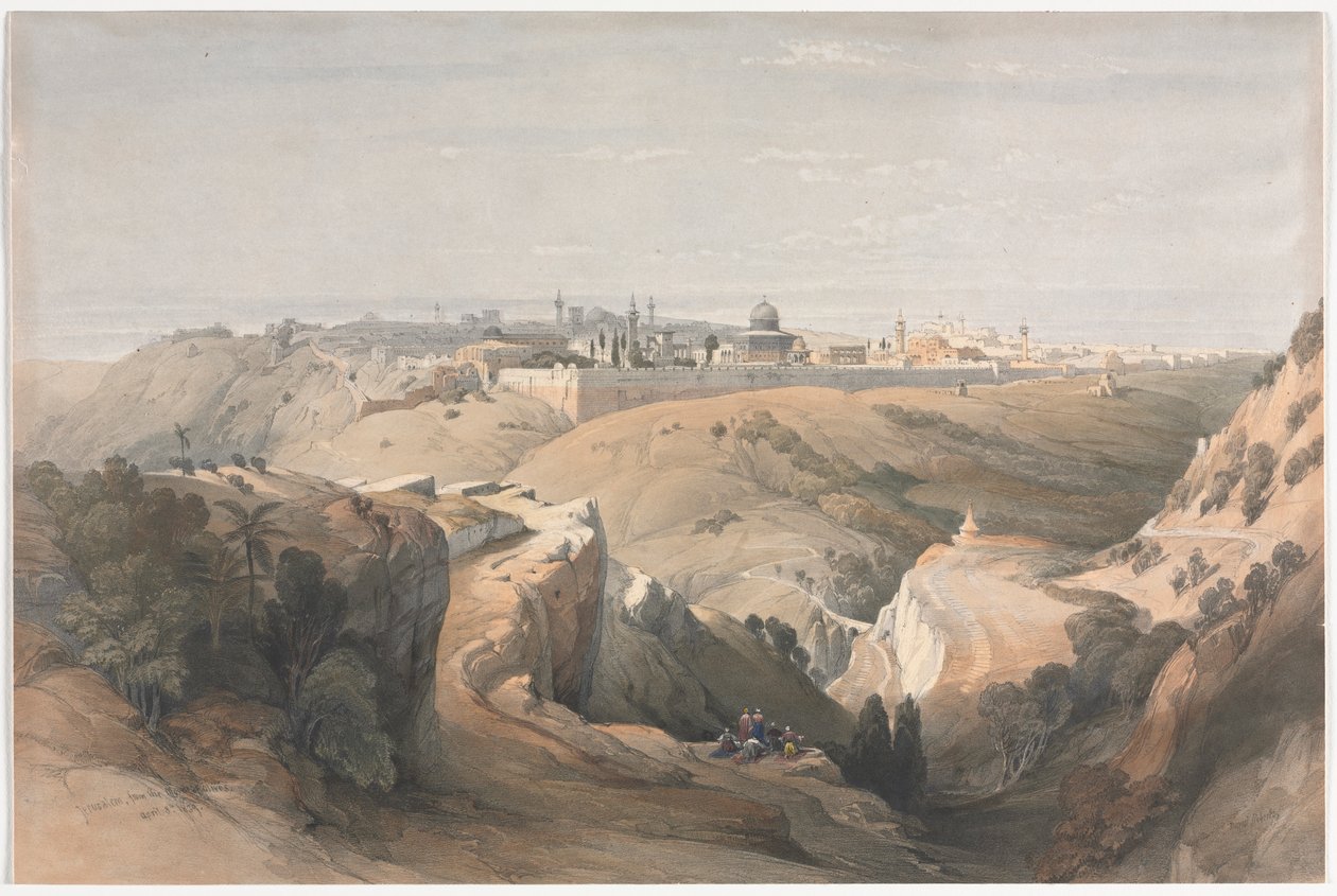 耶路撒冷，橄榄山，1839年。 作者 大卫·罗伯茨