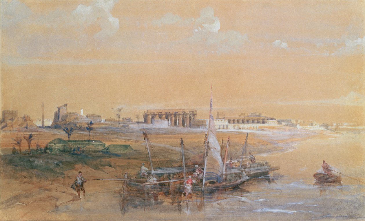 尼罗河上的卢克索，1839年（wc） 作者 大卫·罗伯茨