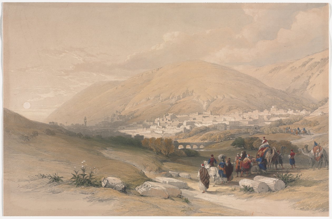 纳布卢斯·古代·谢赫姆（Nablus Ancient Shechem），1839年。 作者 大卫·罗伯茨