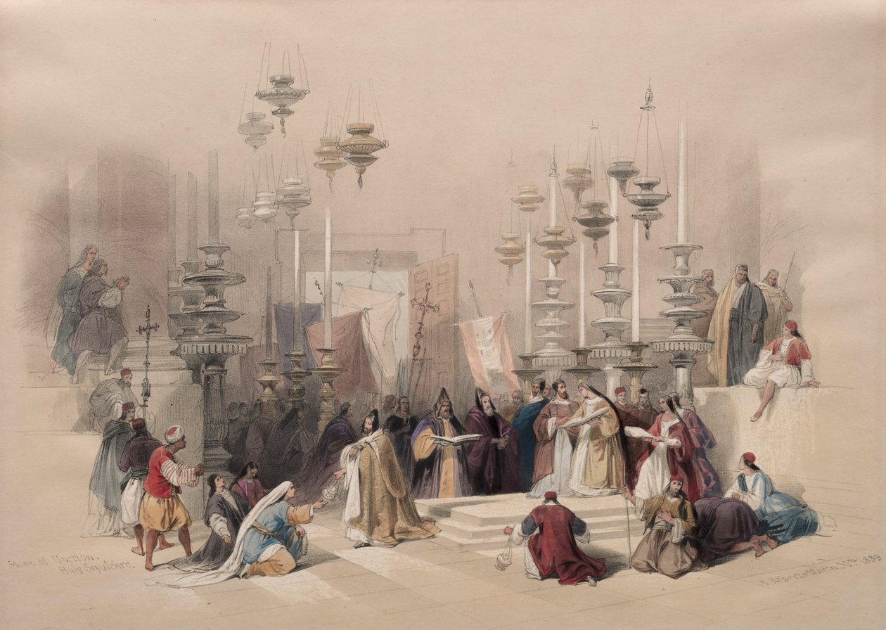 圣墓的施洗石，1839年。 作者 大卫·罗伯茨