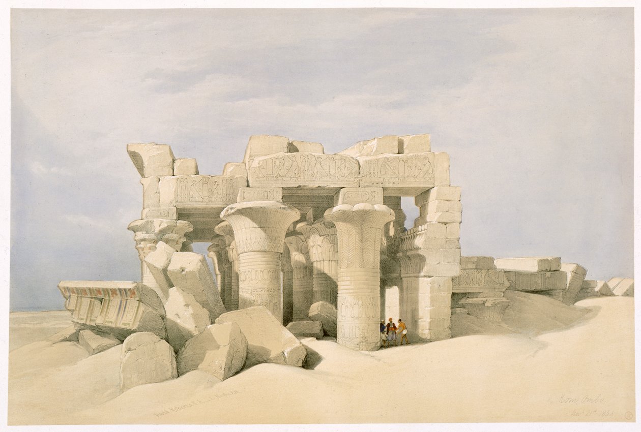 埃及Kom Ombo的Sobek和Horuss神庙，19世纪 作者 大卫·罗伯茨