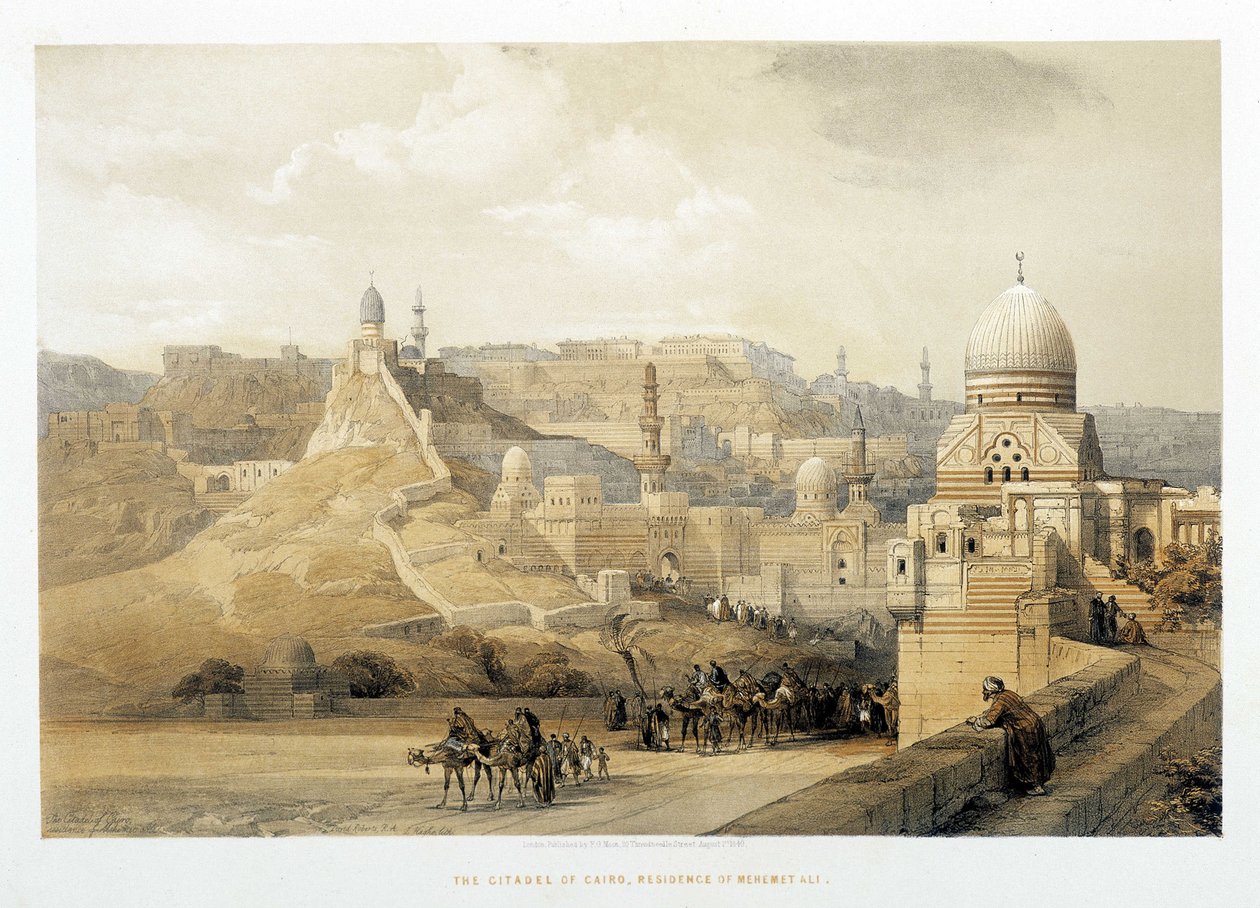 1849 年伦敦“圣地”中的开罗城堡，Mehemet Ali 宫。 作者 大卫·罗伯茨
