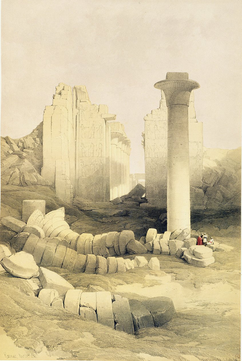 阿蒙大寺的Dromos或中央大厅，卡纳克，来自埃及和Nubia，Vol.2 作者 大卫·罗伯茨