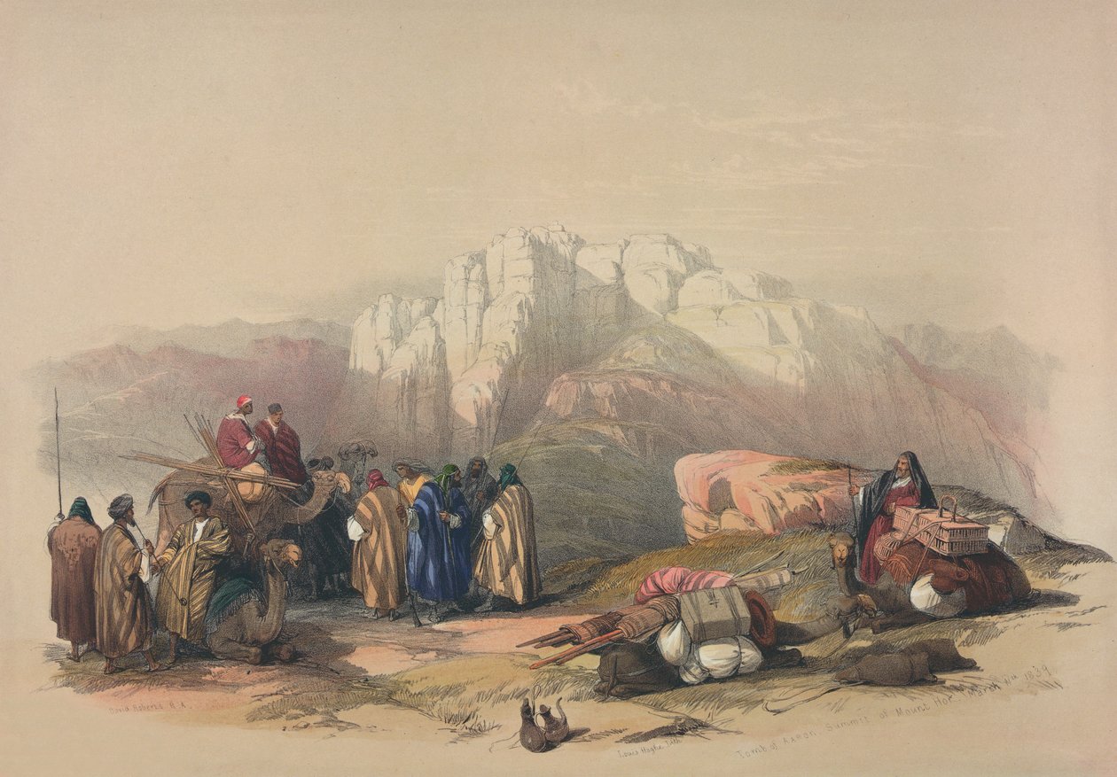 来自&39;圣地&39;的亚伦之墓，由Louis Haghe刻（1806-85） 作者 大卫·罗伯茨