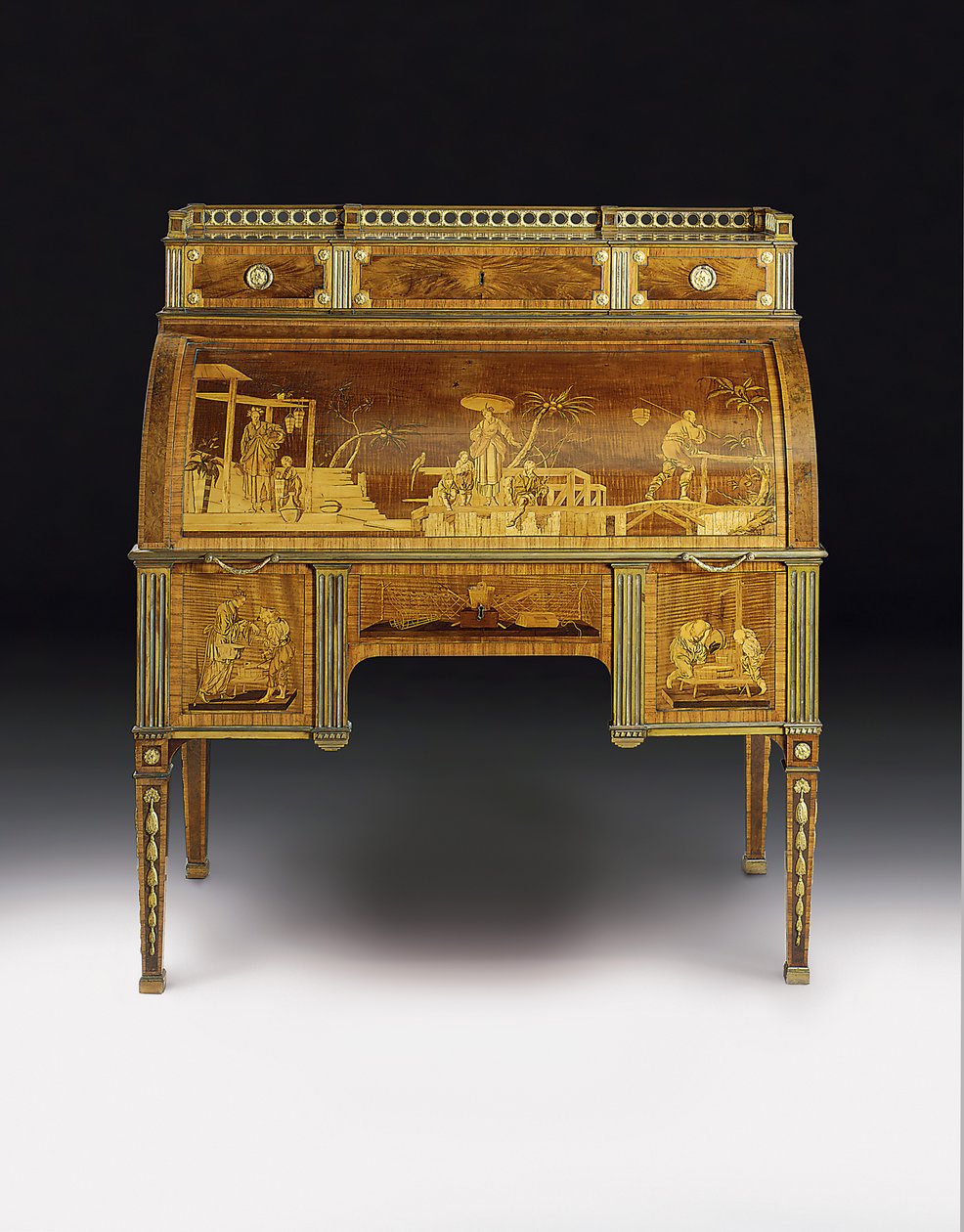 机械汽缸局，由弗朗索瓦·雷德蒙德（Francois Redmond）出品，约c.1777-80（ormolu式，黄铜镶嵌的安博伊娜，郁金香木，染色的无花果和镶嵌）（另见486603） 作者 戴维·伦琴