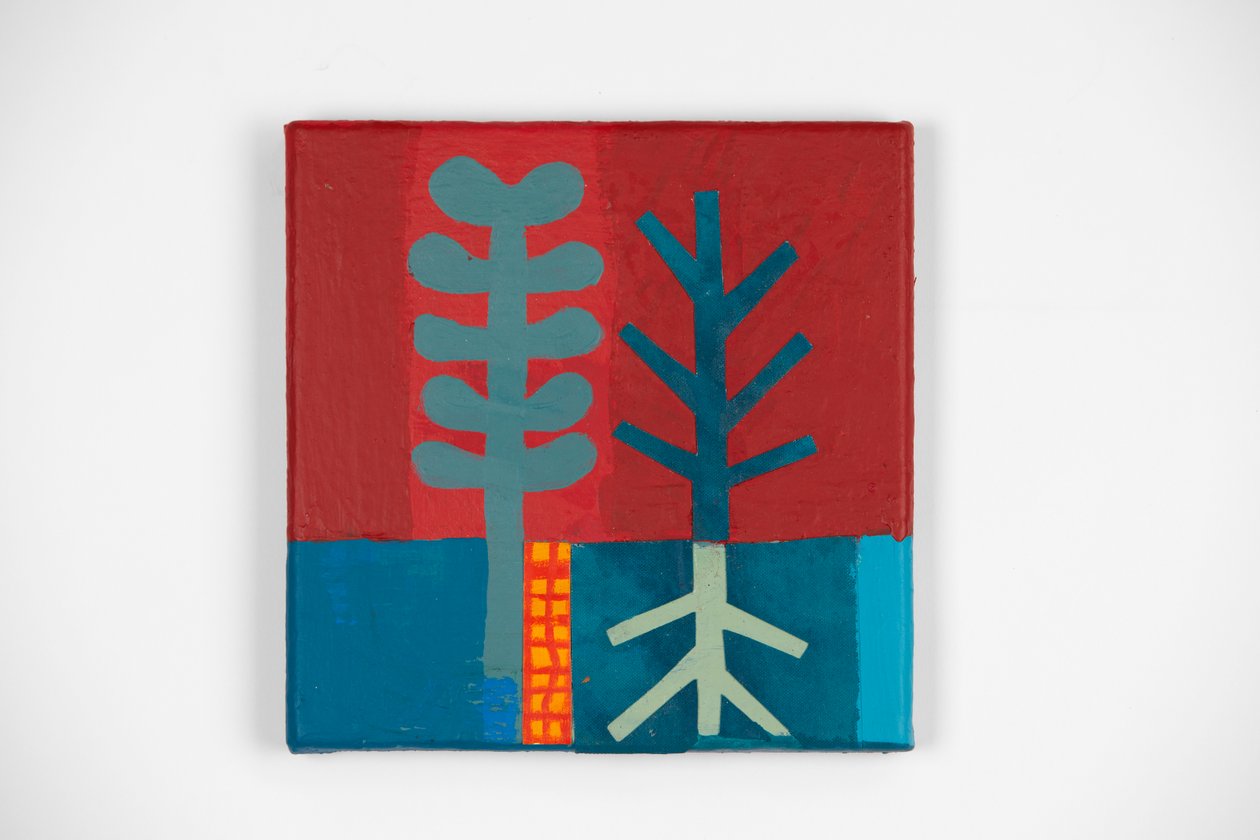 野火，2021 年（颜料和拼贴画） 作者 大卫·希林劳