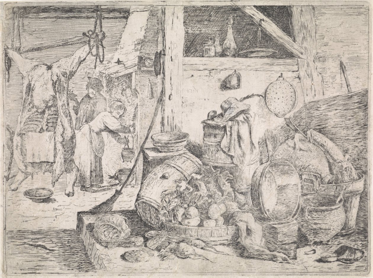 厨房内部 作者 David Teniers (II)（归属于）