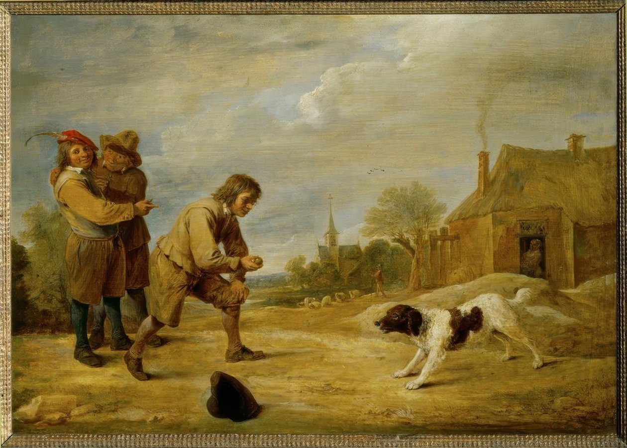 农场男孩和一条狗 作者 大卫·特尼尔斯（David Teniers）