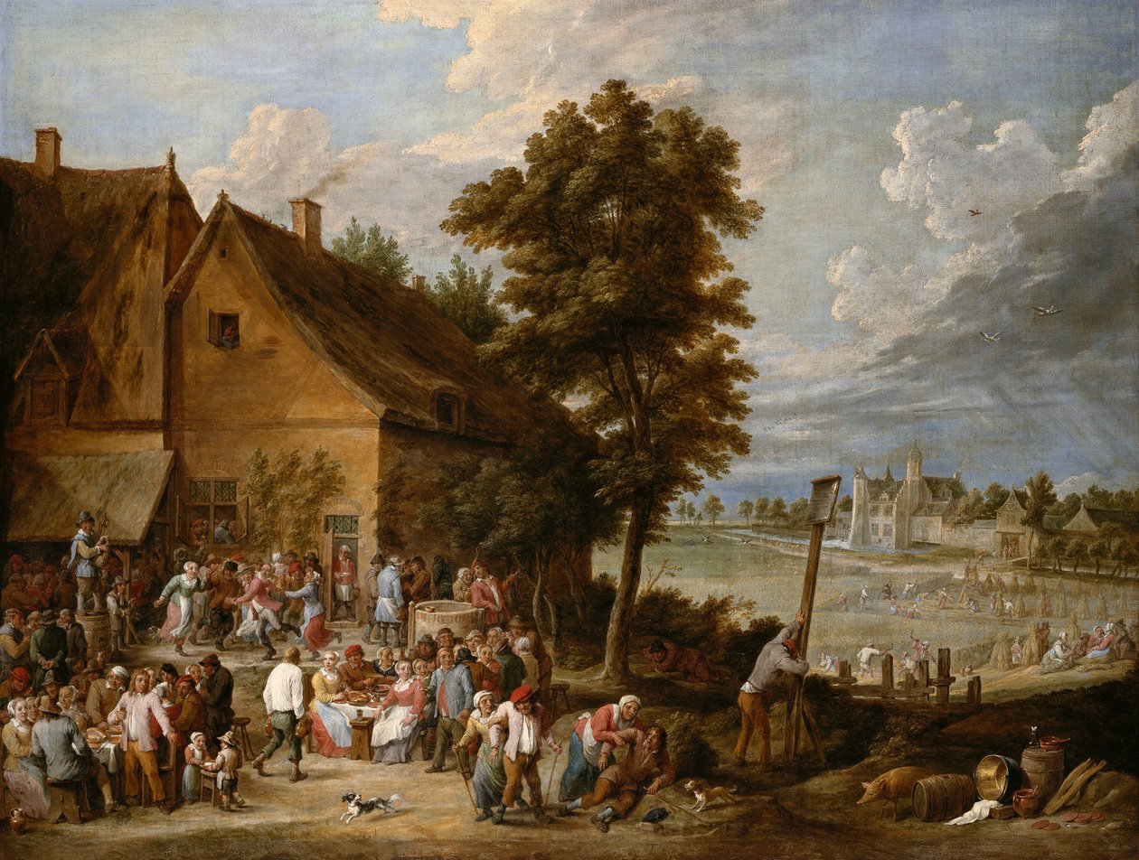 丰收时节的盛宴，背景是德里伊-托伦故居 作者 大卫·特尼尔斯（David Teniers）