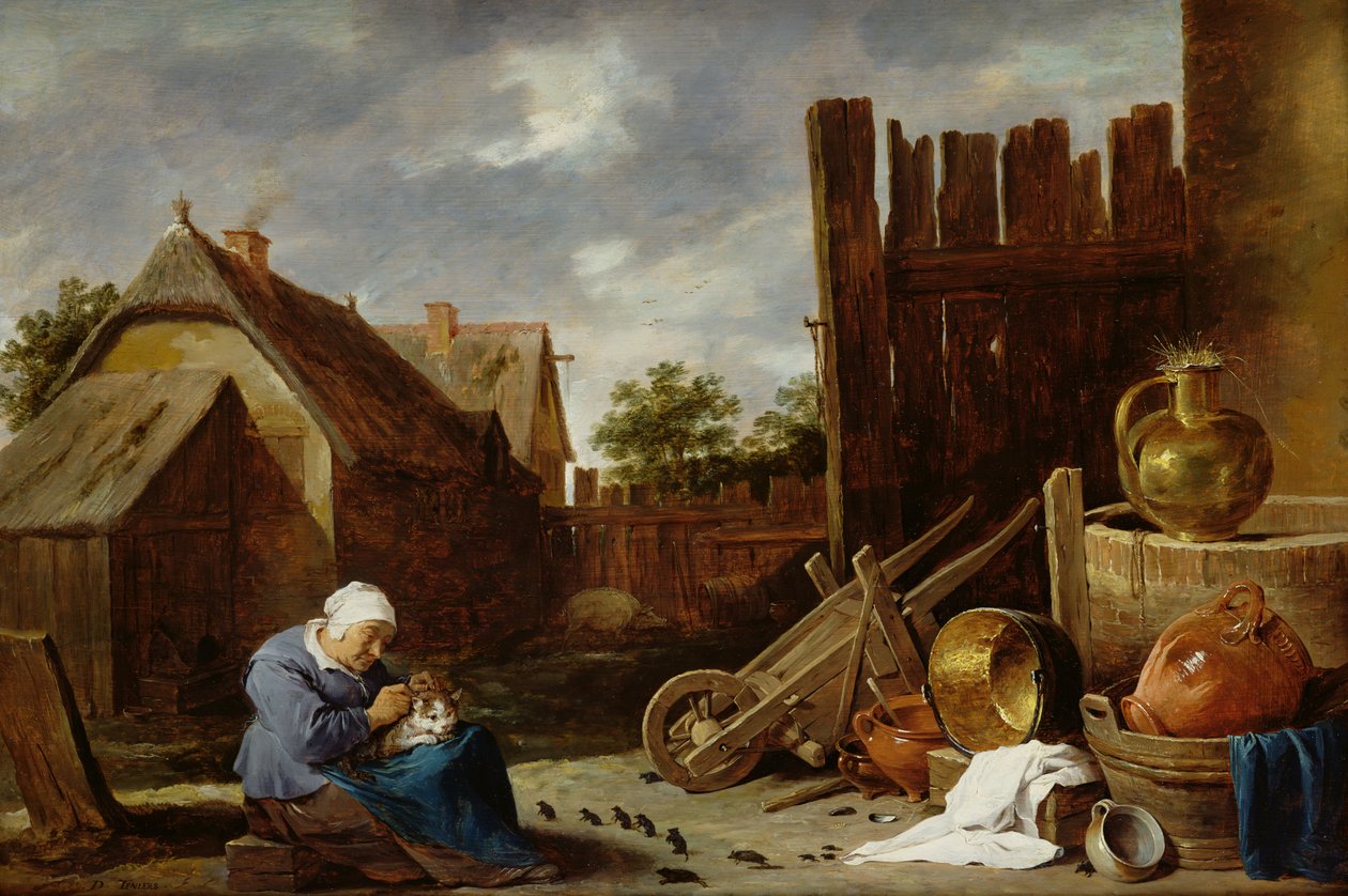 一只老妇人倾向的猫 作者 大卫·特尼尔斯（David Teniers）