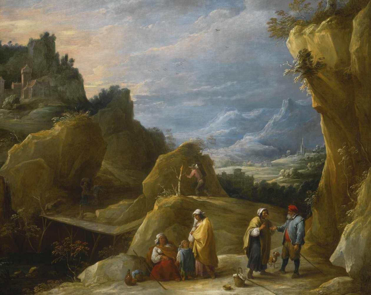 有吉普赛算命先生的山景 作者 大卫·特尼尔斯（David Teniers）