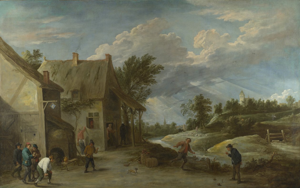 农民在乡村旅馆外打碗c。 1660 作者 大卫·特尼尔斯（David Teniers）