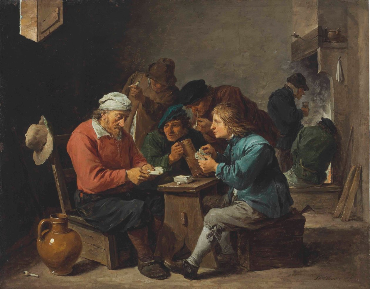 农民在室内打牌 作者 大卫·特尼尔斯（David Teniers）
