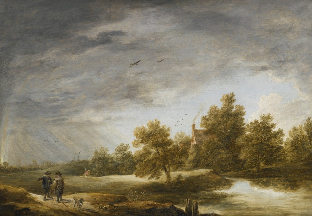有彩虹的河流景观 作者 大卫·特尼尔斯（David Teniers）