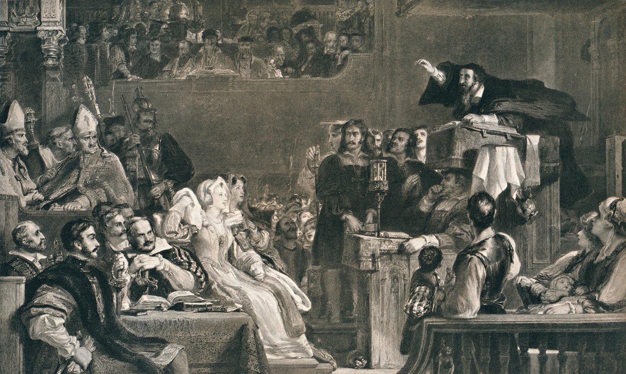 约翰·诺克斯（John Knox）在会众上宣讲道，1559年6月10日，c1827，1912年 作者 大卫威尔基