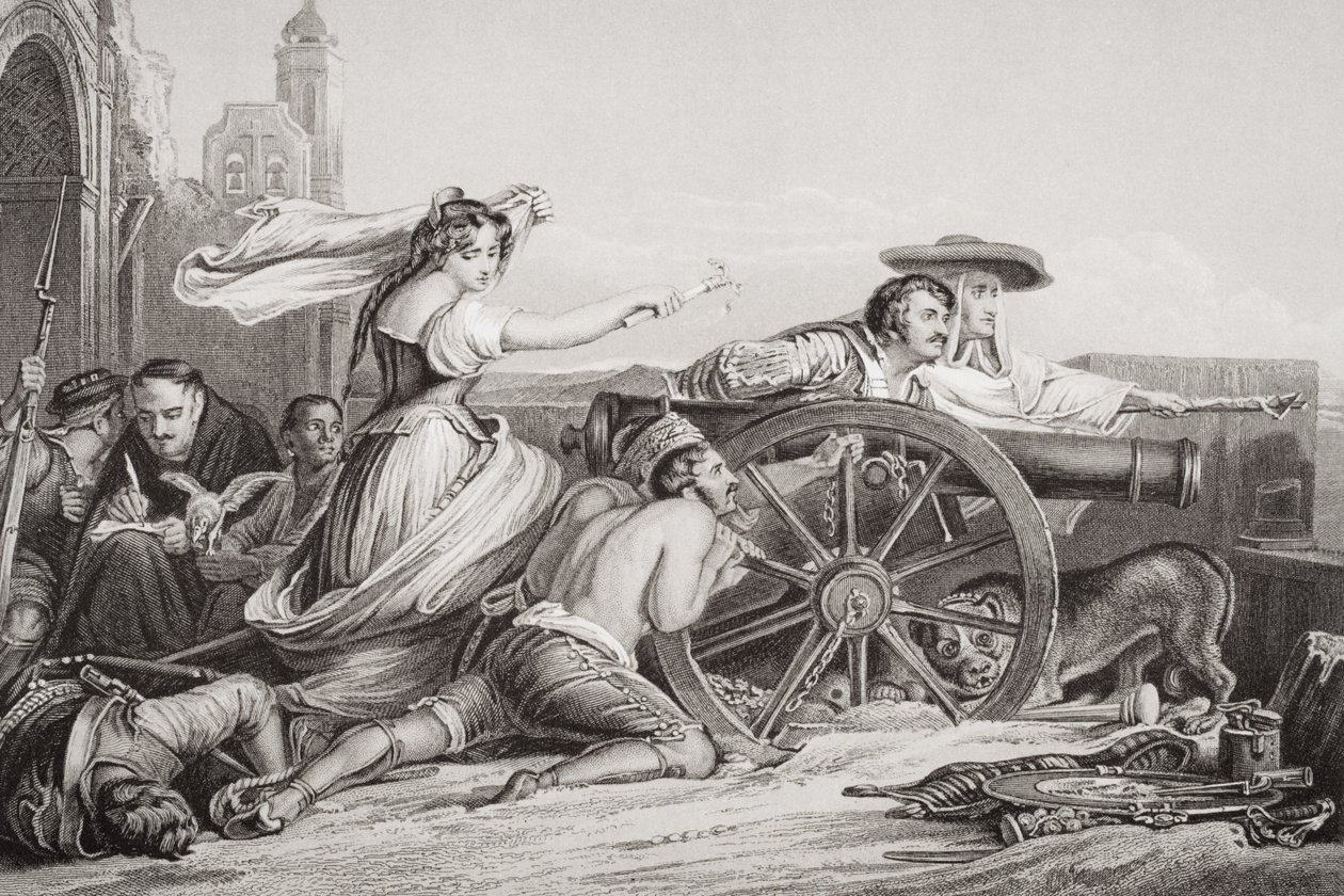 1808年萨拉戈萨的辩护，来自“英国和苏格兰历史插图”第二卷 作者 大卫威尔基
