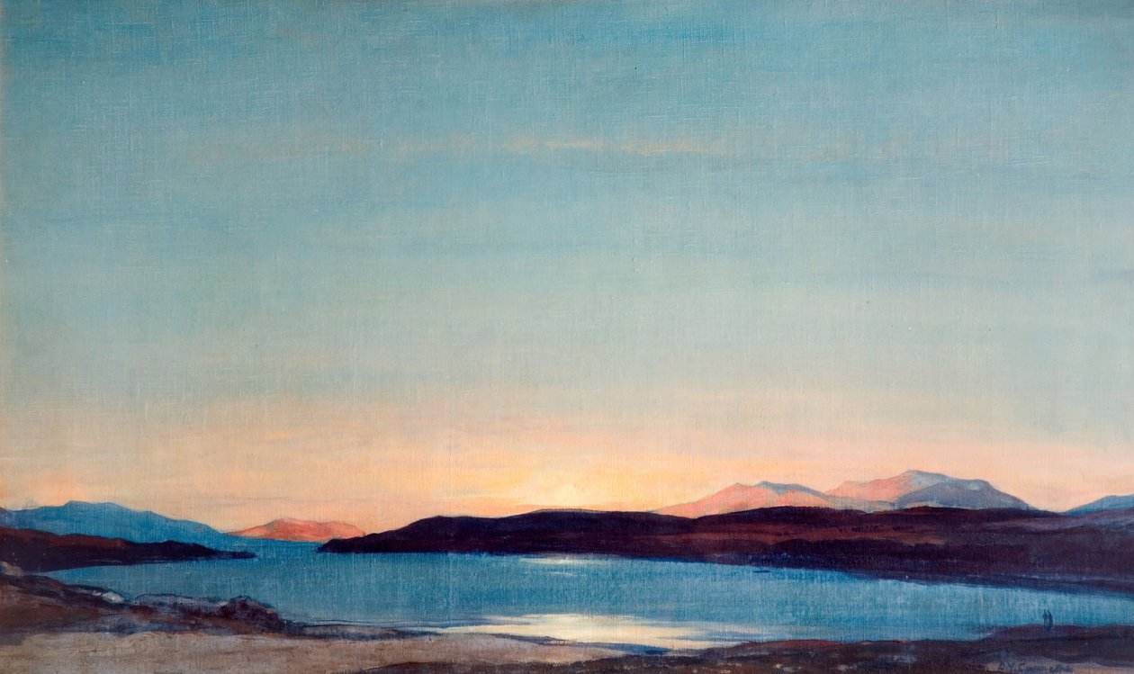 日落，兰诺克湖，1923年。 作者 戴维·杨·卡梅伦